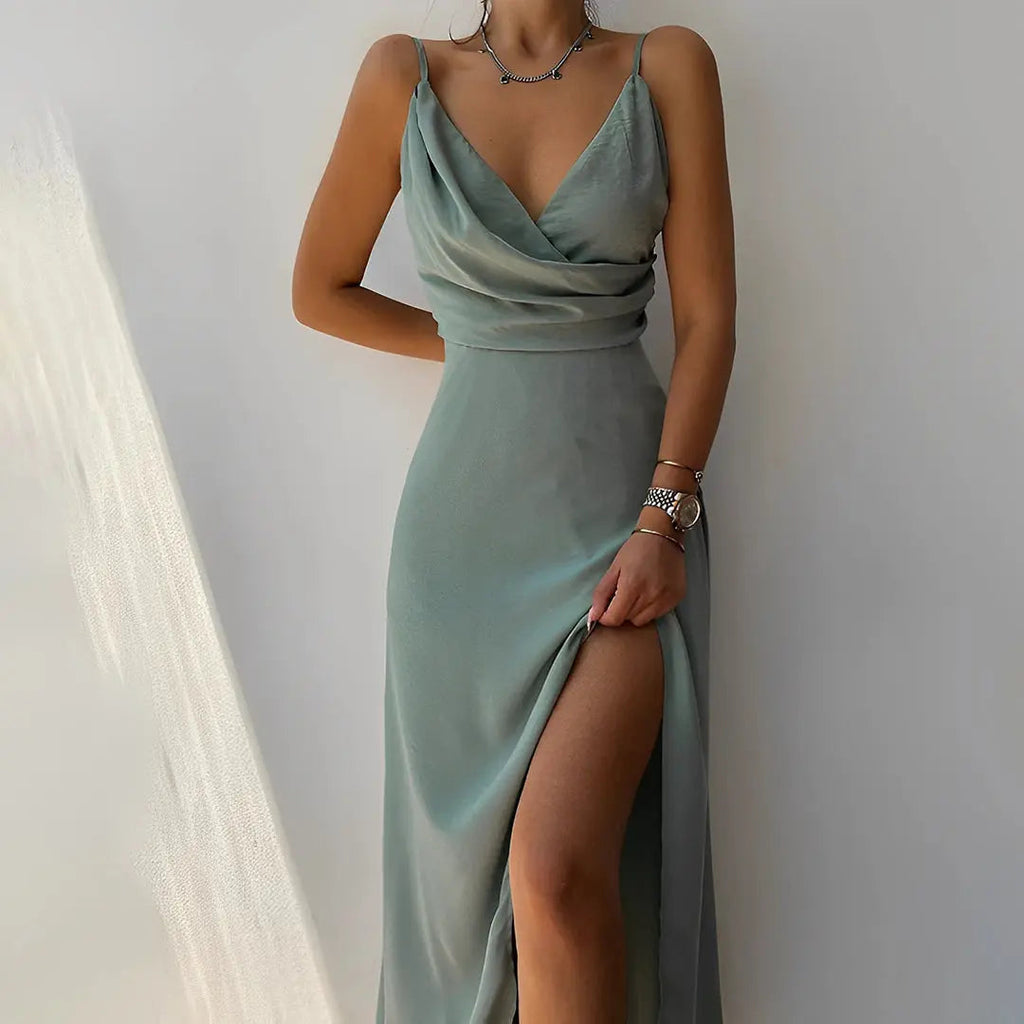 Elowen Seraphine | Satin Draped Elegance Dress | From Daily Routine to Effortless Sophistication