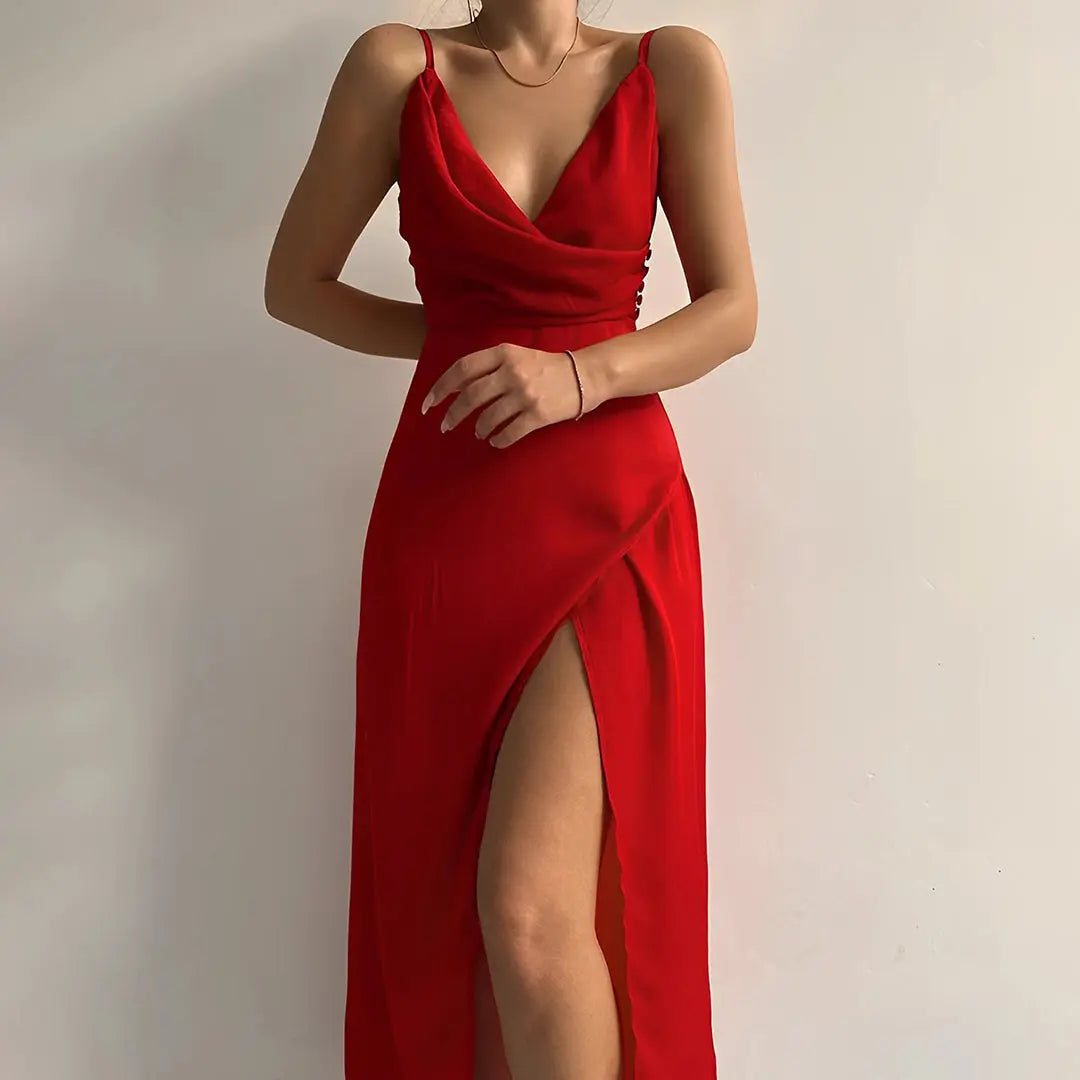 Elowen Seraphine | Satin Draped Elegance Dress | From Daily Routine to Effortless Sophistication