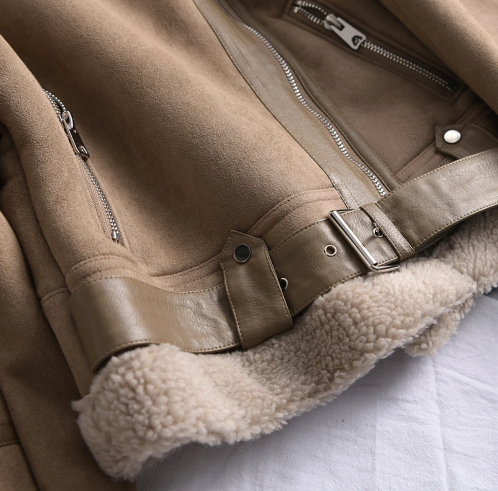 Biker Jacket with Teddy Lining for Women - Amy