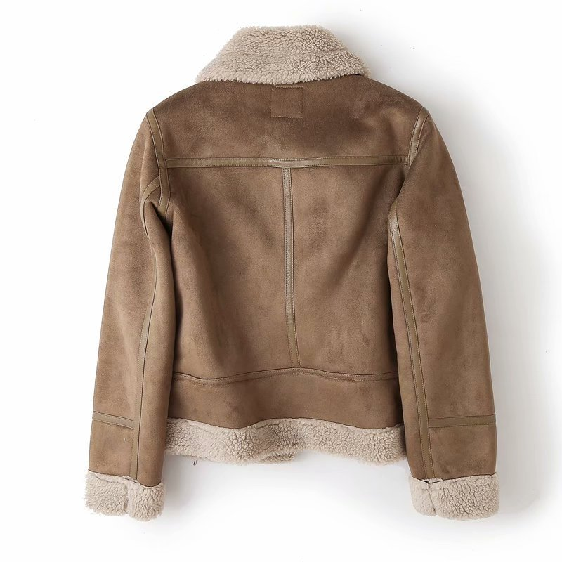 Biker Jacket with Teddy Lining for Women - Amy