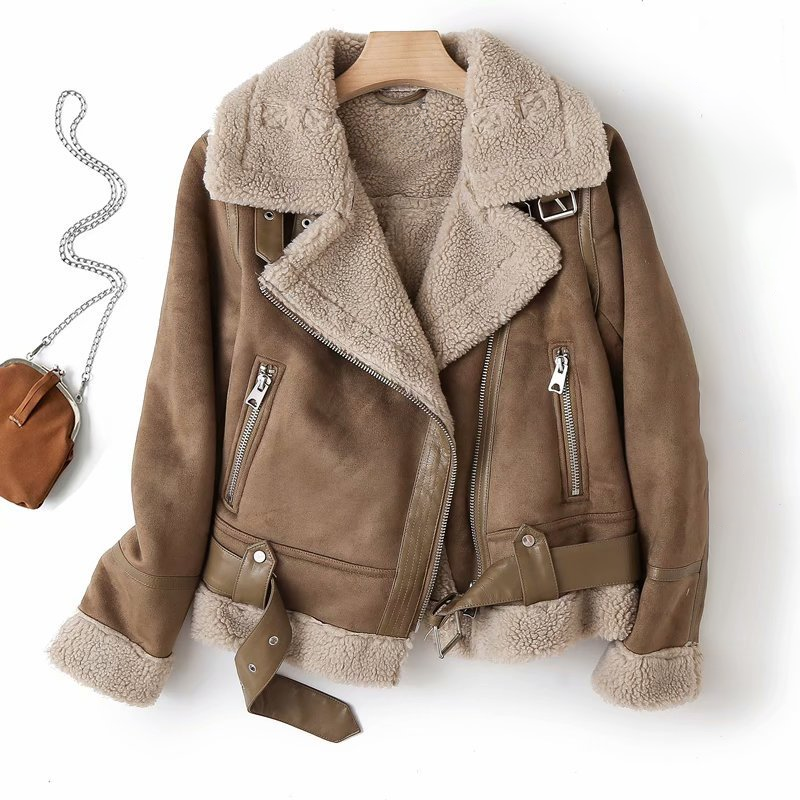 Biker Jacket with Teddy Lining for Women - Amy
