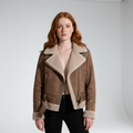 Biker Jacket with Teddy Lining for Women - Amy
