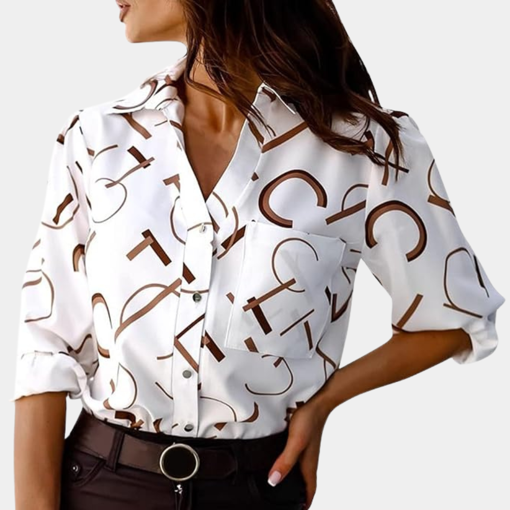 Women’s Graphic Letter Blouse for Everyday Wear – Stylish Long Sleeve Top for Casual Outfits and Streetwear Looks