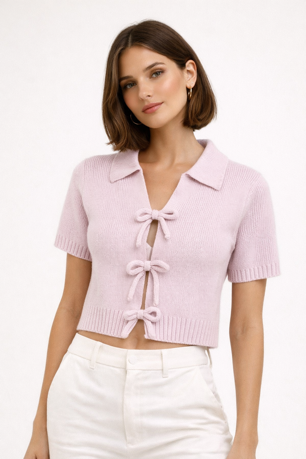 Rosalie Juliette | Knotlette Cropped Knit Top | Soft Charm with a Refined Look