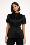 Camille Adrienne | Luxe Fitted CollarTop | Powerful Elegance in Timeless Black