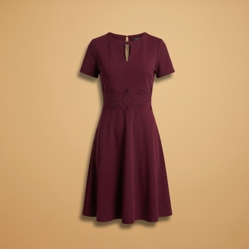 Elegant Lace Detail Women's Dress with Defined Waist for Formal and Casual Occasions 1