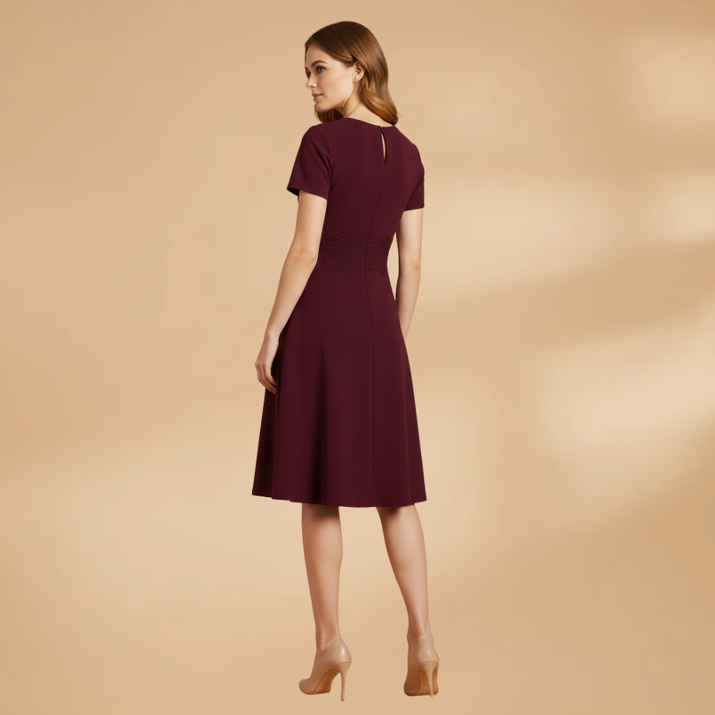 Elegant Lace Detail Women's Dress with Defined Waist for Formal and Casual Occasions 3