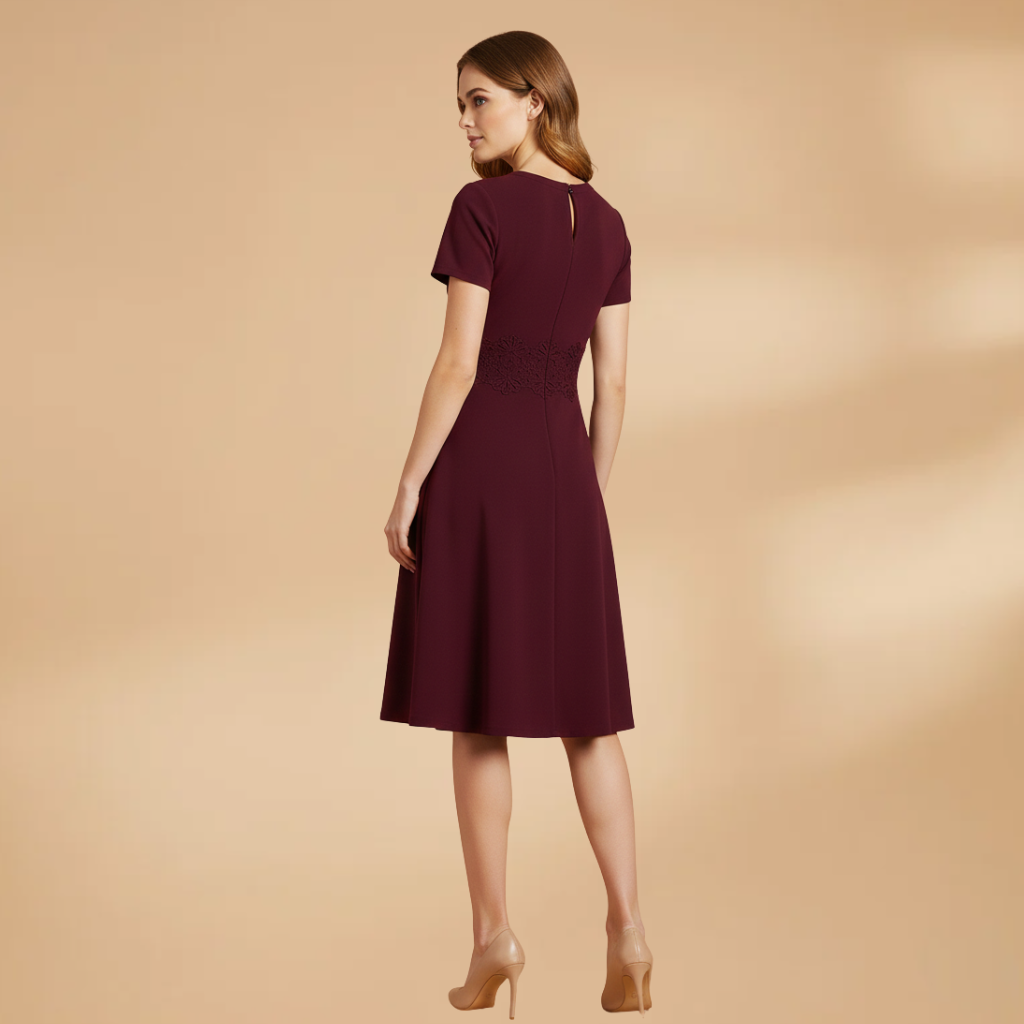 Elegant Lace Detail Women's Dress with Defined Waist for Formal and Casual Occasions 6