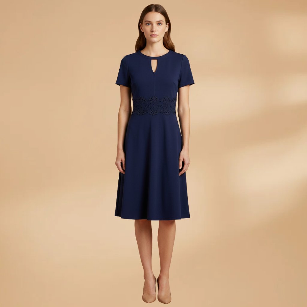 Elegant Lace Detail Women's Dress with Defined Waist for Formal and Casual Occasions 7