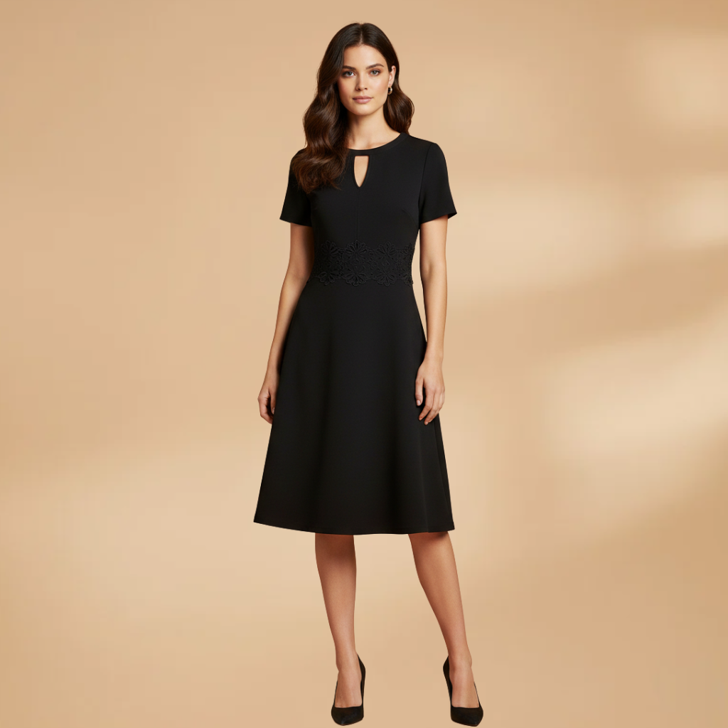 Elegant Lace Detail Women's Dress with Defined Waist for Formal and Casual Occasions 8