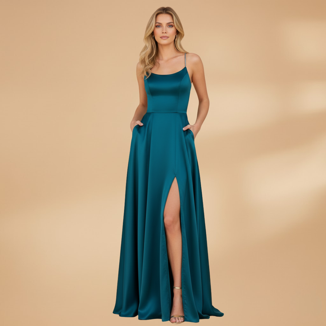 Elegant U-Neck Maxi Dress for Women with High Slit - Perfect Cocktail or Formal Wear 10