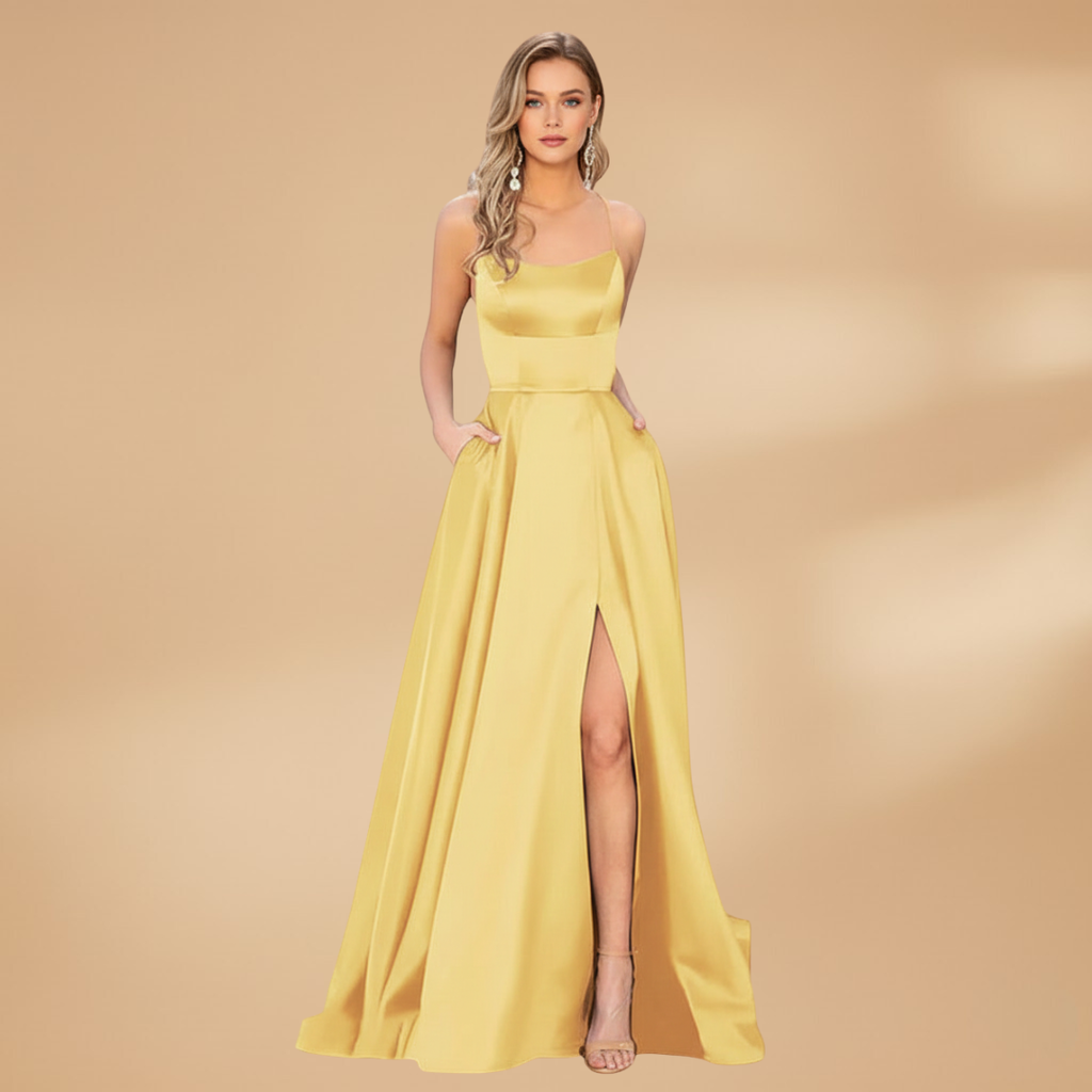 Elegant U-Neck Maxi Dress for Women with High Slit - Perfect Cocktail or Formal Wear 13
