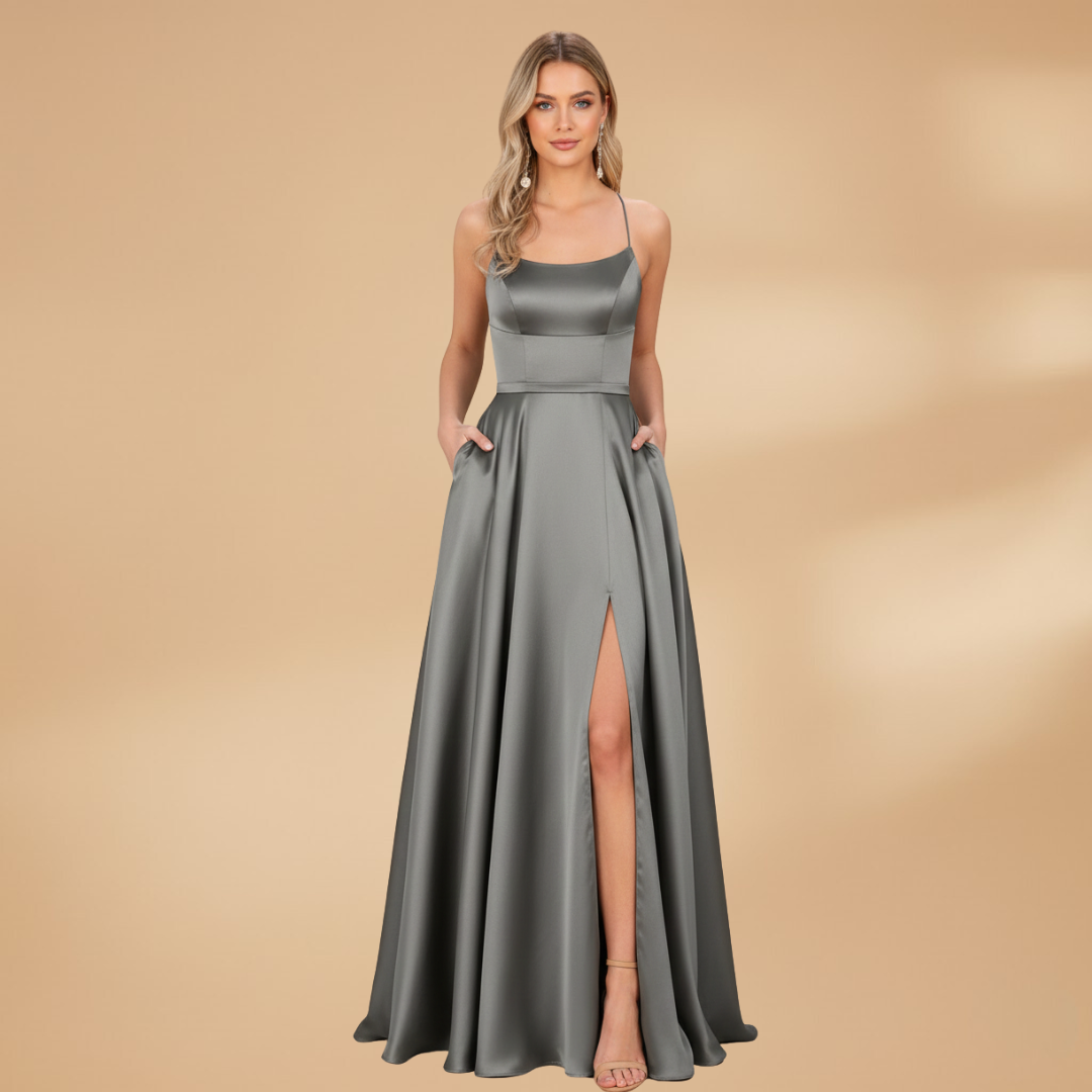 Elegant U-Neck Maxi Dress for Women with High Slit - Perfect Cocktail or Formal Wear 16