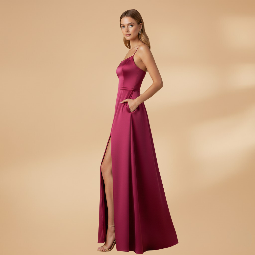 Elegant U-Neck Maxi Dress for Women with High Slit - Perfect Cocktail or Formal Wear 2