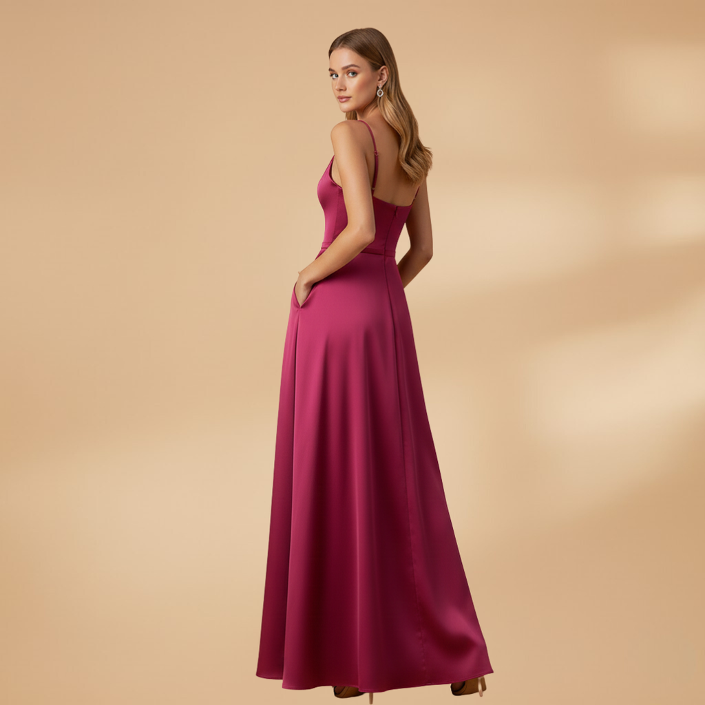 Elegant U-Neck Maxi Dress for Women with High Slit - Perfect Cocktail or Formal Wear 5
