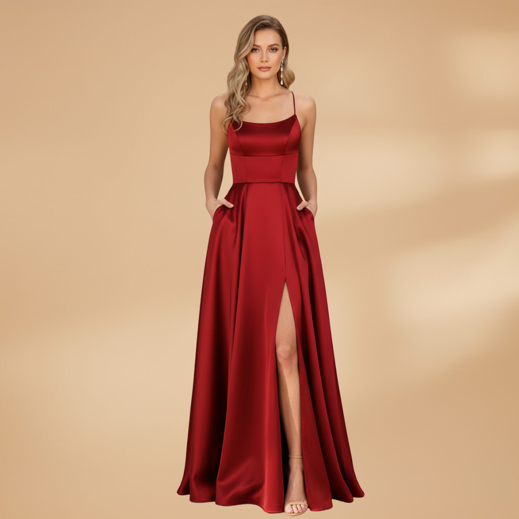 Elegant U-Neck Maxi Dress for Women with High Slit - Perfect Cocktail or Formal Wear 7