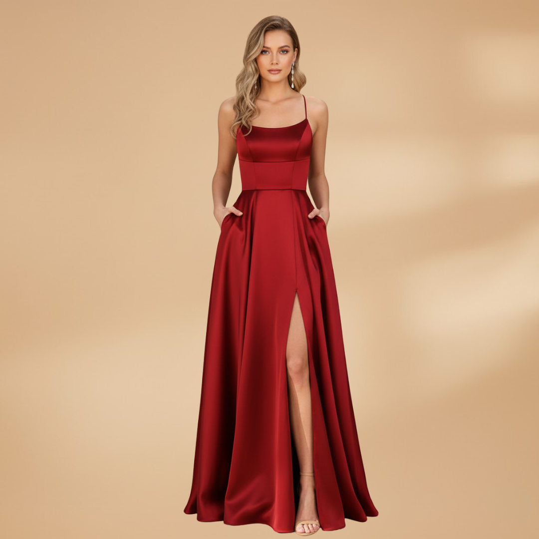Elegant U-Neck Maxi Dress for Women with High Slit - Perfect Cocktail or Formal Wear 7