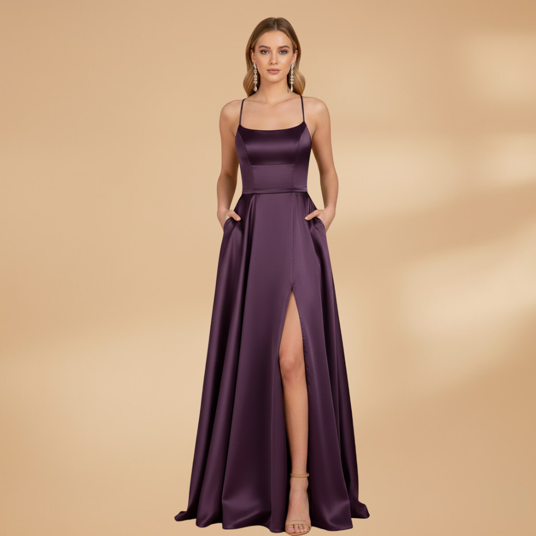 Elegant U-Neck Maxi Dress for Women with High Slit - Perfect Cocktail or Formal Wear 8