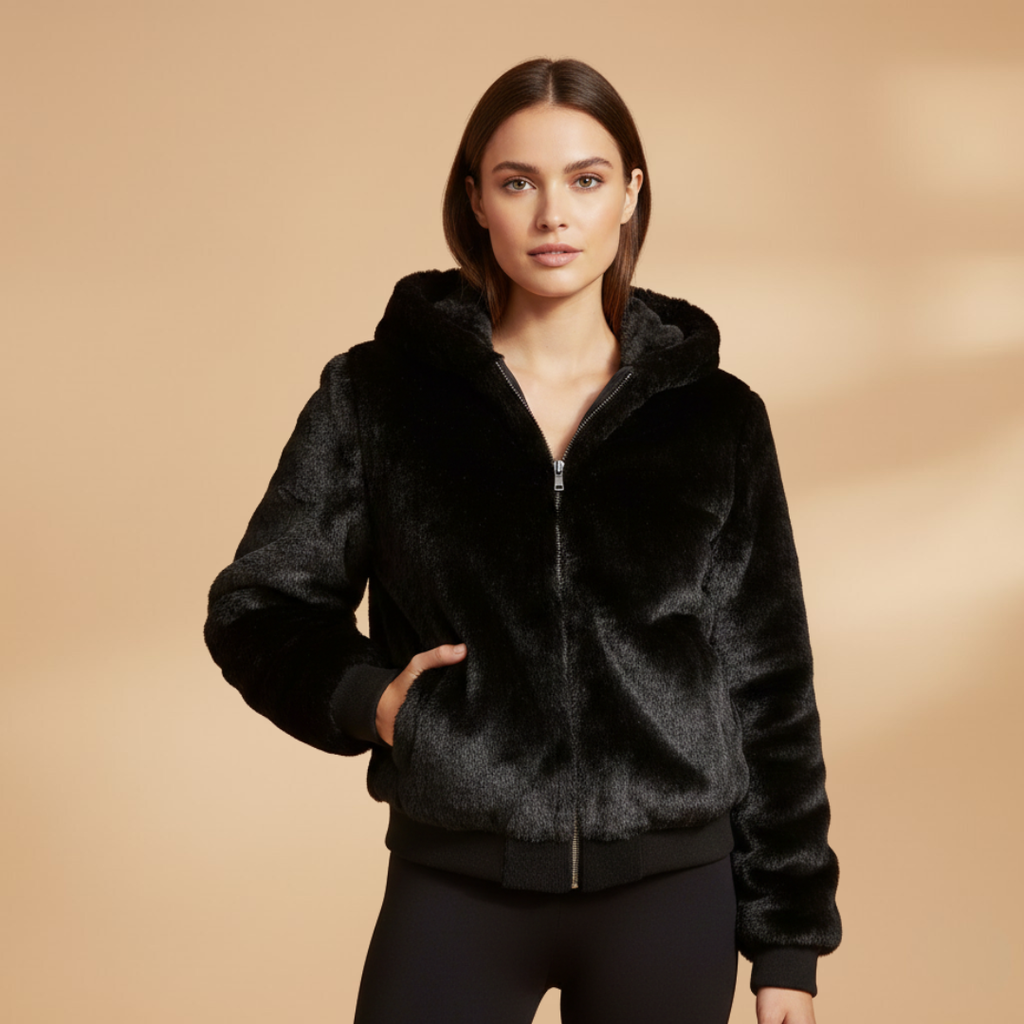 Elegant Women's Bomber Jacket with Zip Front Closure and Practical Design 0