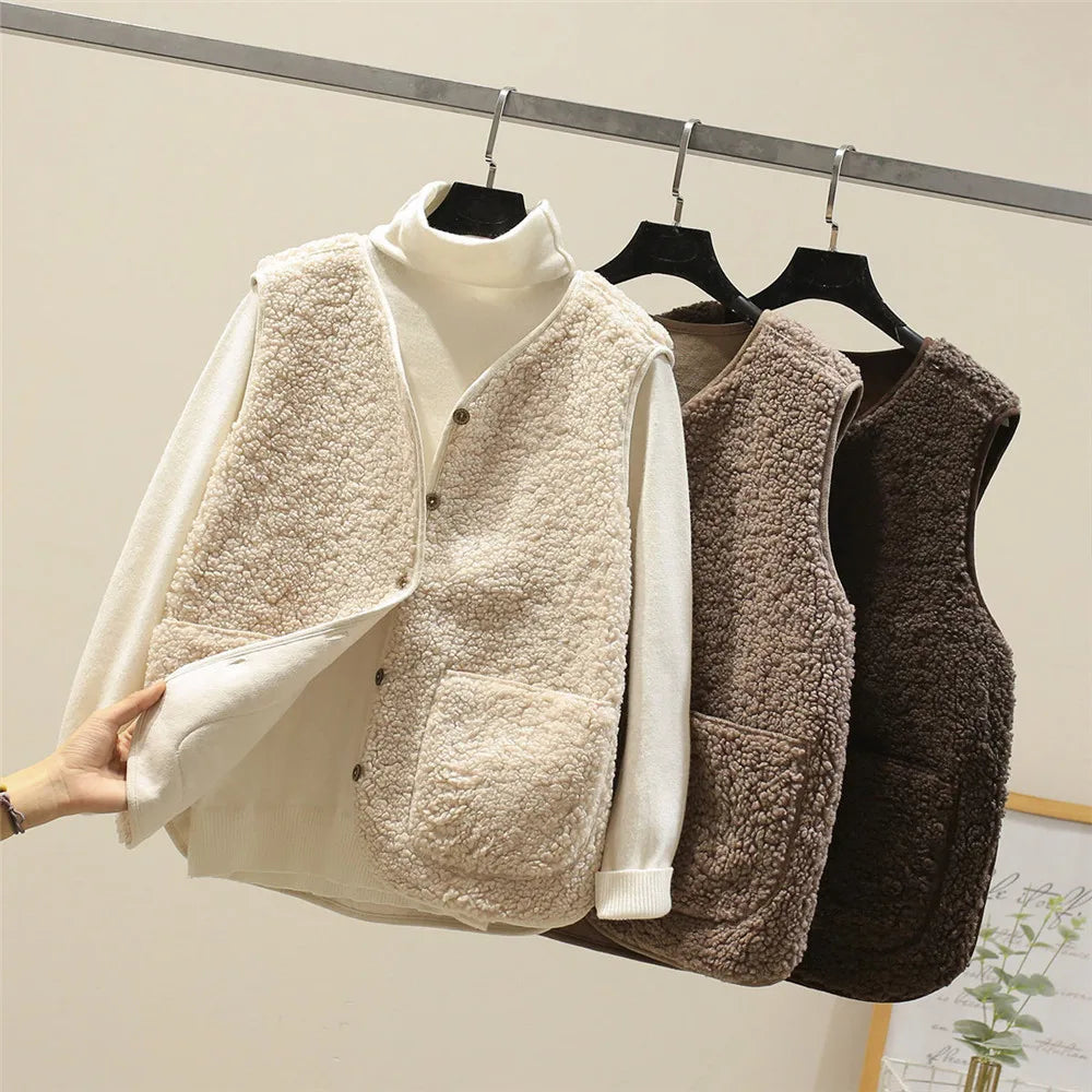 Body - Women's Soft Gilet with Buttons and Pockets