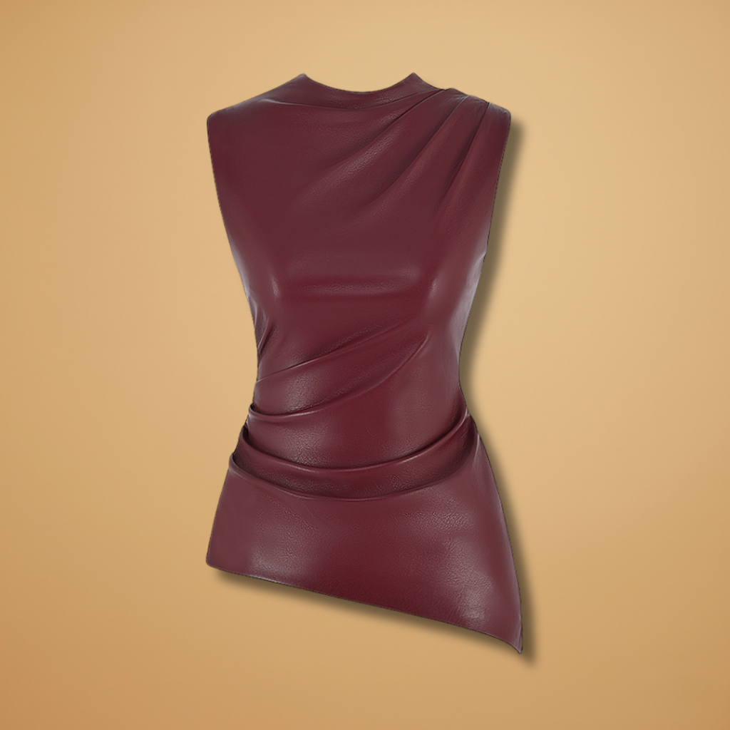 Fitted Women's Top in Sustainable Vegan Leather for Versatile Styling 1