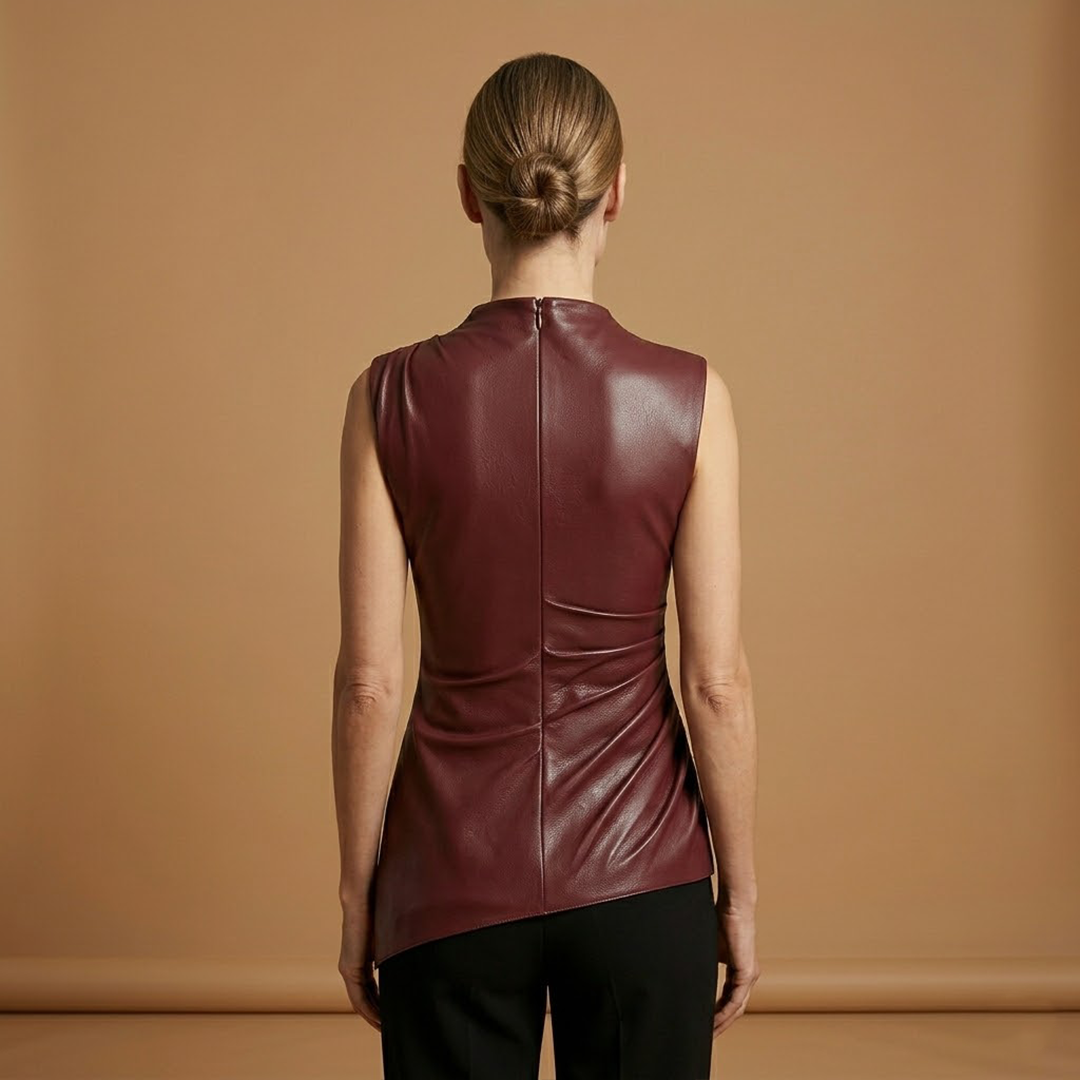 Fitted Women's Top in Sustainable Vegan Leather for Versatile Styling 3