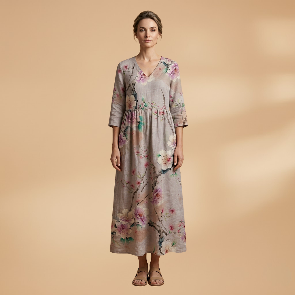 Floral V-Neck Summer Dress for Women in Plus Sizes - Comfortable and Stylish 0
