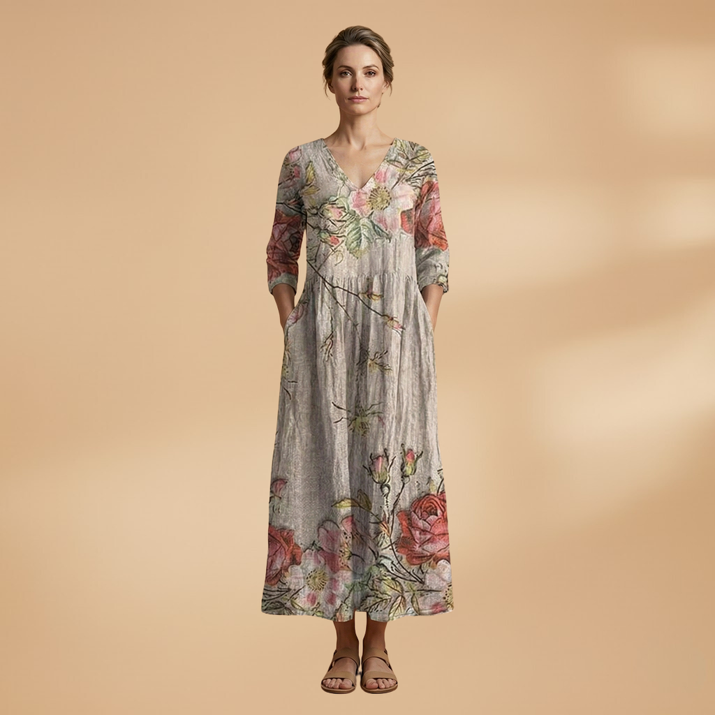 Floral V-Neck Summer Dress for Women in Plus Sizes - Comfortable and Stylish 10