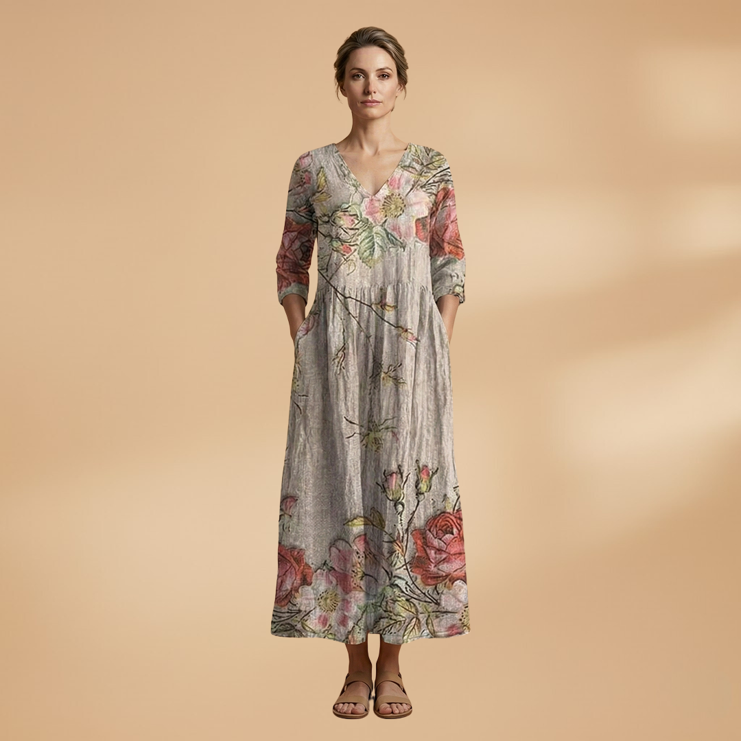 Floral V-Neck Summer Dress for Women in Plus Sizes - Comfortable and Stylish 10