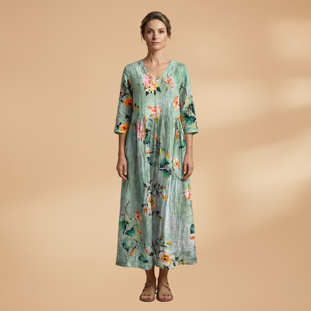 Floral V-Neck Summer Dress for Women in Plus Sizes - Comfortable and Stylish 13