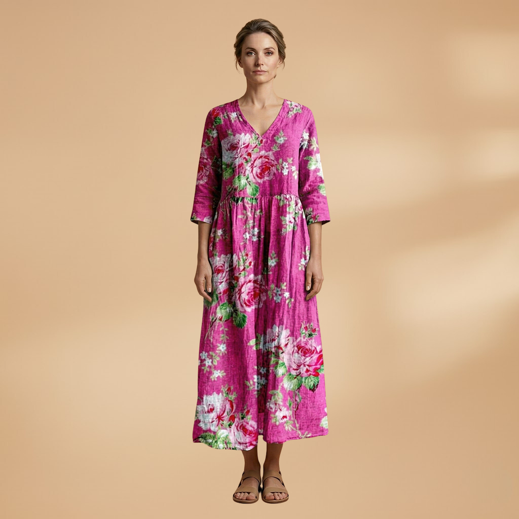 Floral V-Neck Summer Dress for Women in Plus Sizes - Comfortable and Stylish 14