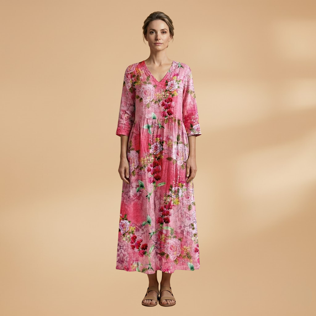 Floral V-Neck Summer Dress for Women in Plus Sizes - Comfortable and Stylish 7