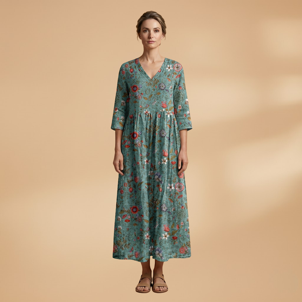 Floral V-Neck Summer Dress for Women in Plus Sizes - Comfortable and Stylish 9