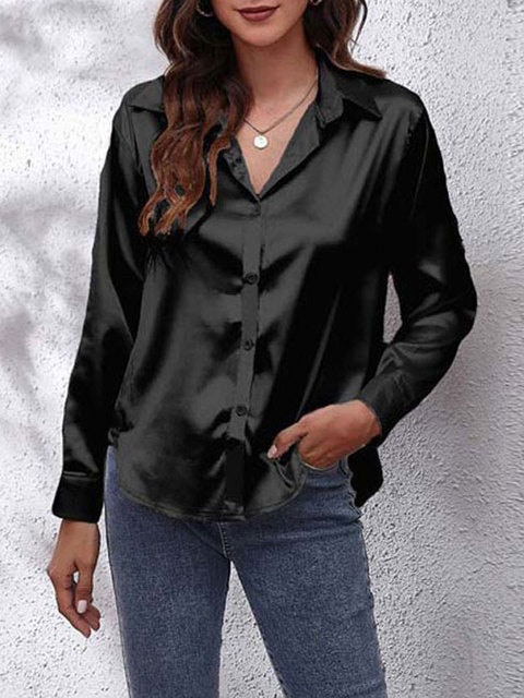 Chic Satin Women's Shirt with Front Knot – Stylish and Feminine