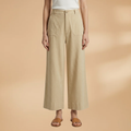 High-Waisted Relaxed Fit Women's Trousers with Side Pockets for Everyday Comfort 0