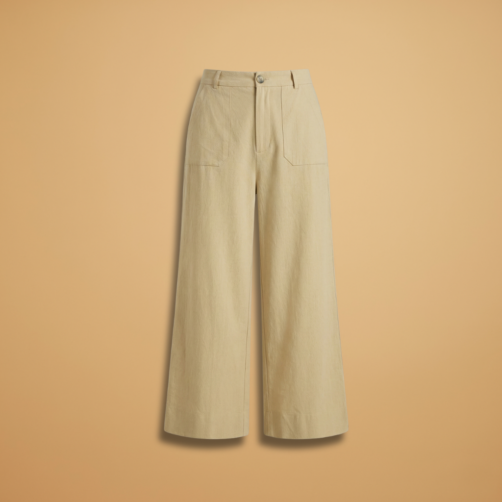High-Waisted Relaxed Fit Women's Trousers with Side Pockets for Everyday Comfort 1