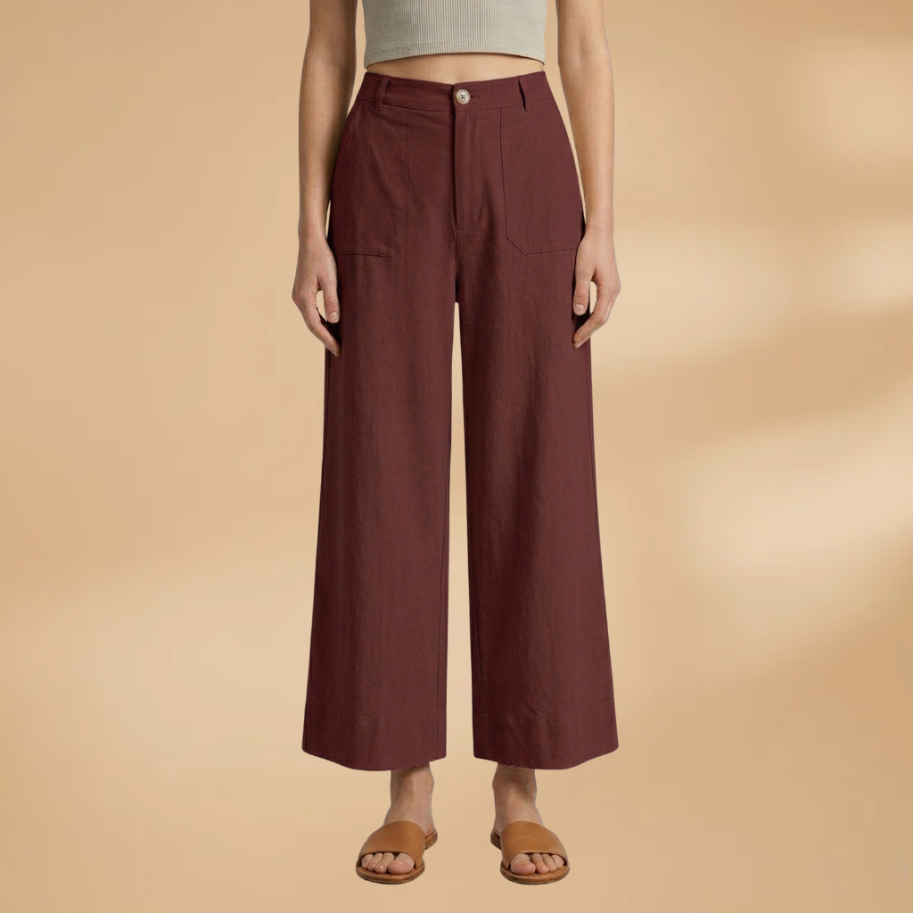 High-Waisted Relaxed Fit Women's Trousers with Side Pockets for Everyday Comfort 10