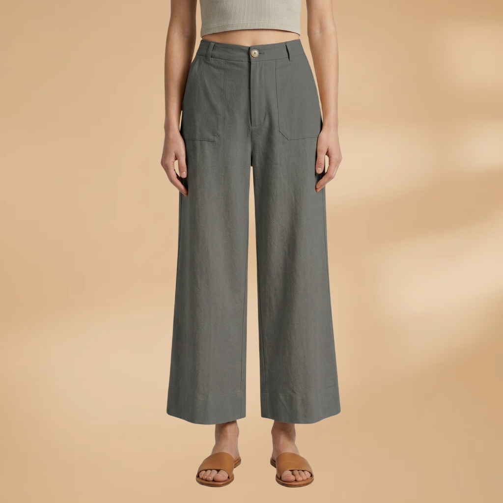 High-Waisted Relaxed Fit Women's Trousers with Side Pockets for Everyday Comfort 6