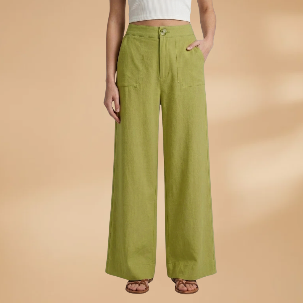 High-Waisted Relaxed Fit Women's Trousers with Side Pockets for Everyday Comfort 7