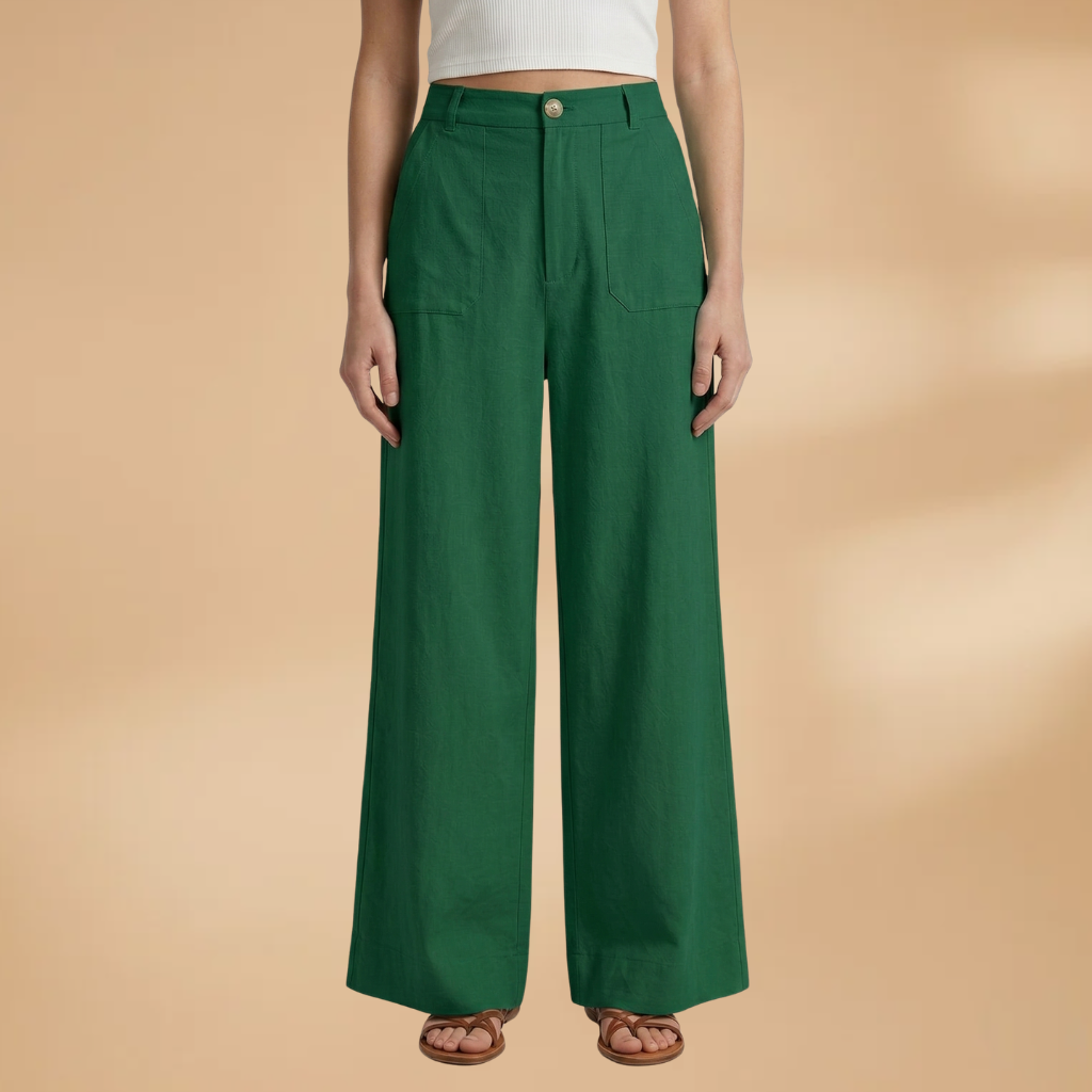 High-Waisted Relaxed Fit Women's Trousers with Side Pockets for Everyday Comfort 8