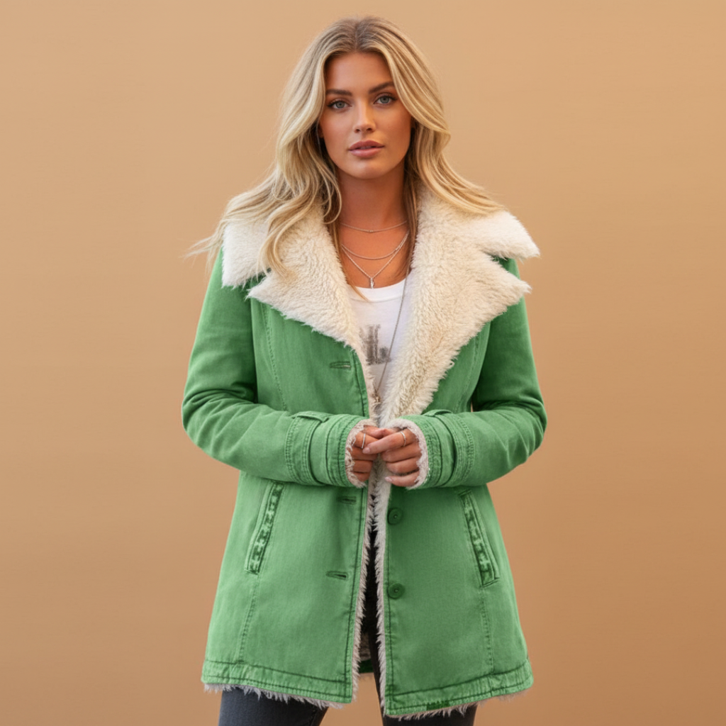 High Collar Women's Winter Jacket with Zip Front Closure and Pockets 0