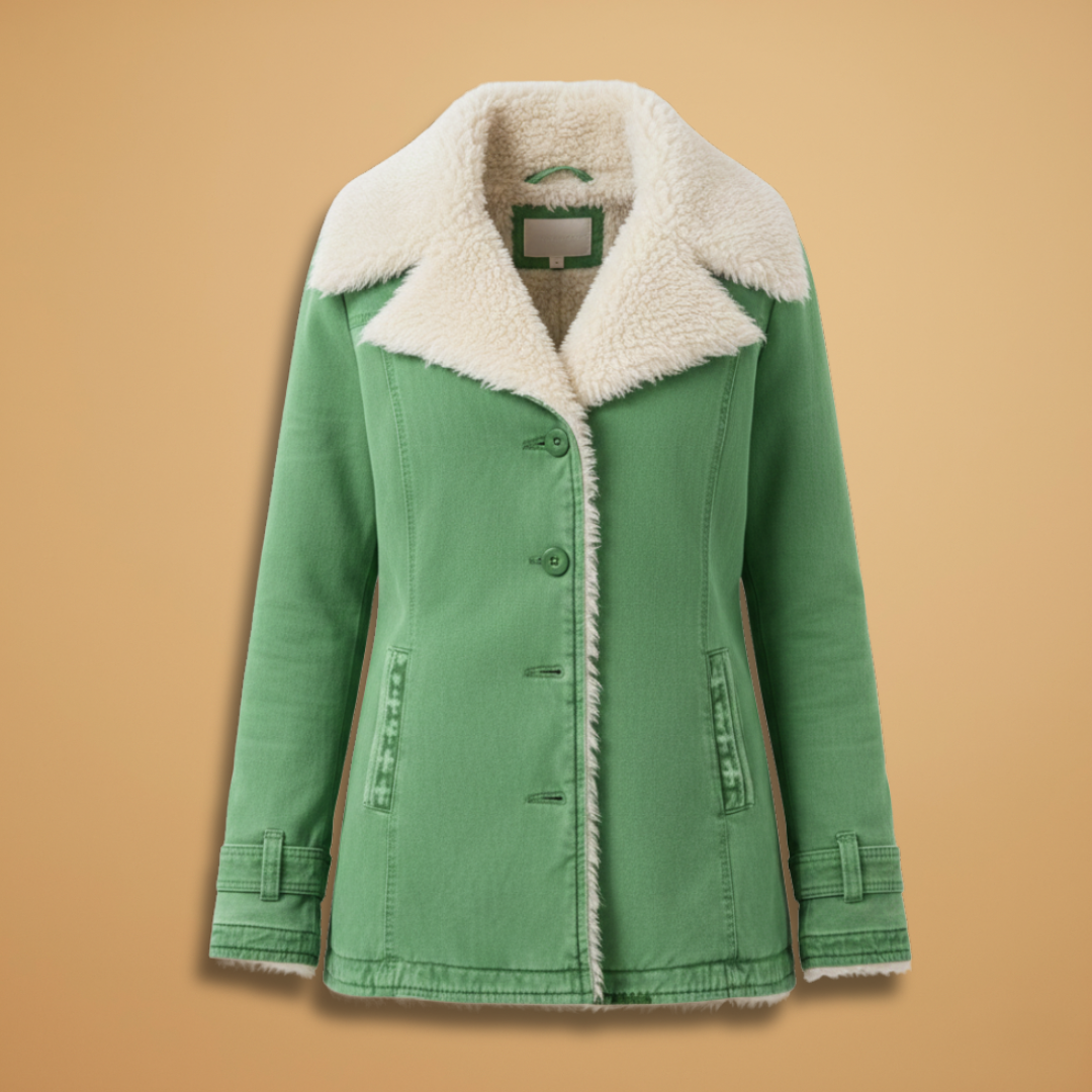 High Collar Women's Winter Jacket with Zip Front Closure and Pockets 1