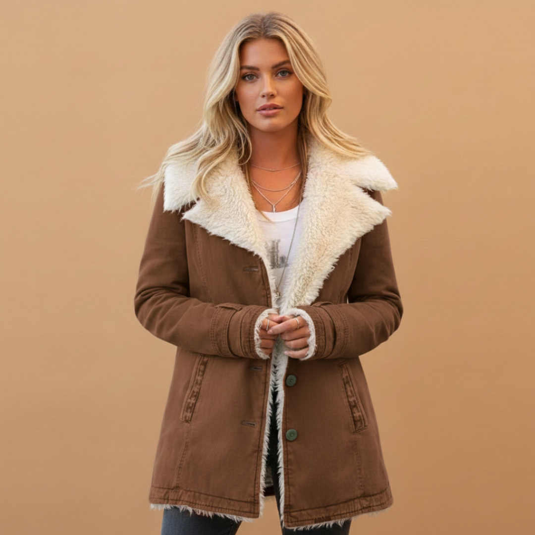High Collar Women's Winter Jacket with Zip Front Closure and Pockets 11