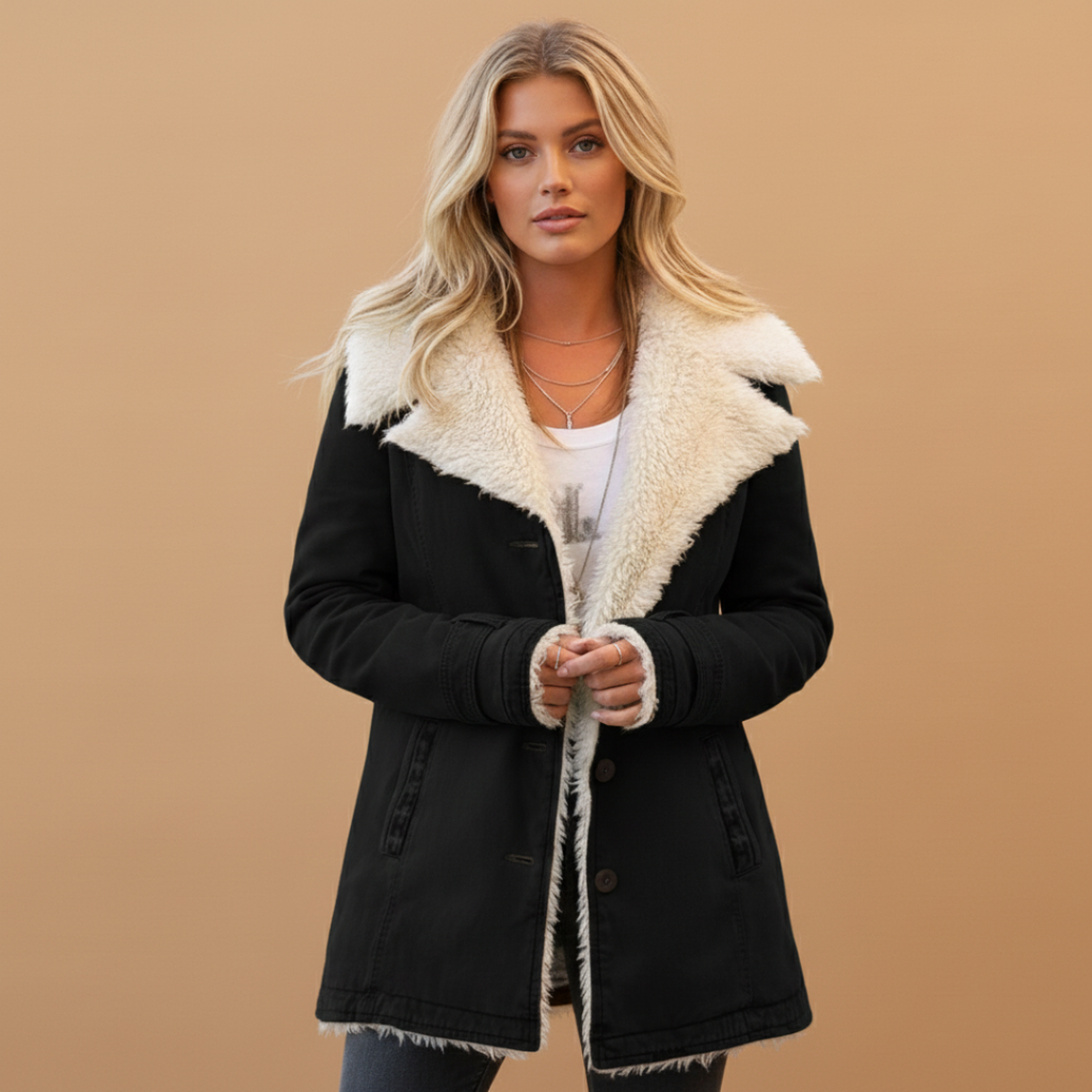 High Collar Women's Winter Jacket with Zip Front Closure and Pockets 12