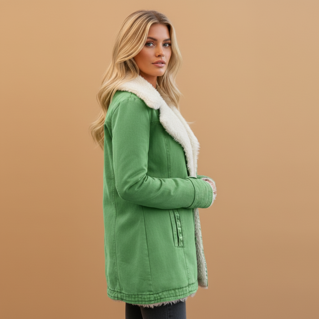 High Collar Women's Winter Jacket with Zip Front Closure and Pockets 2
