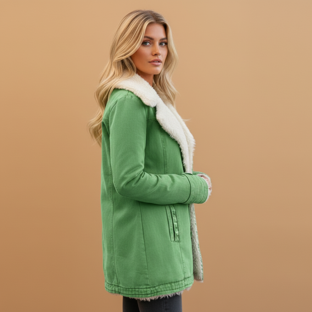 High Collar Women's Winter Jacket with Zip Front Closure and Pockets 2
