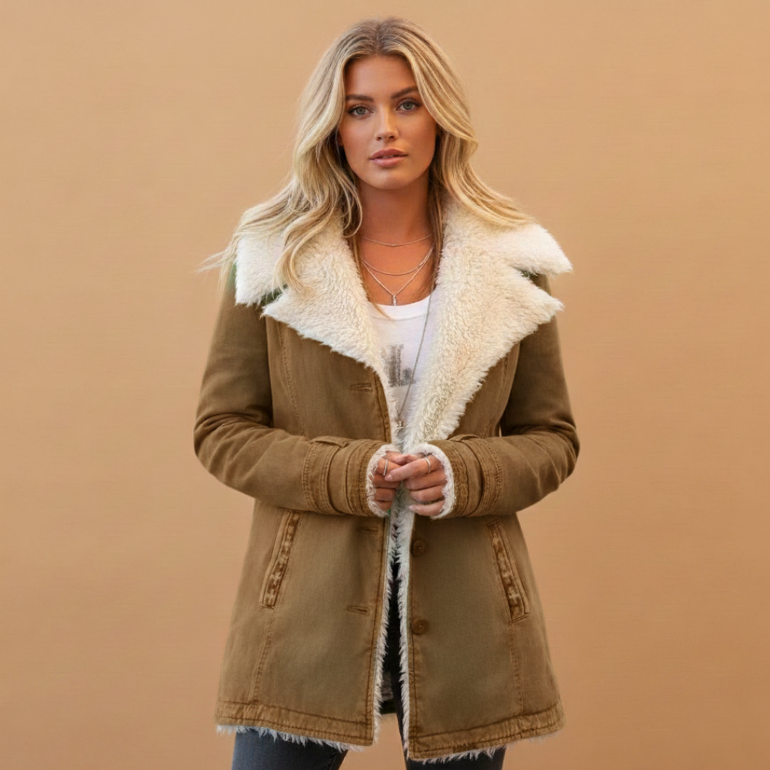 High Collar Women's Winter Jacket with Zip Front Closure and Pockets 5