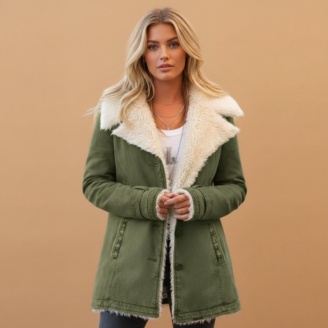 High Collar Women's Winter Jacket with Zip Front Closure and Pockets 6