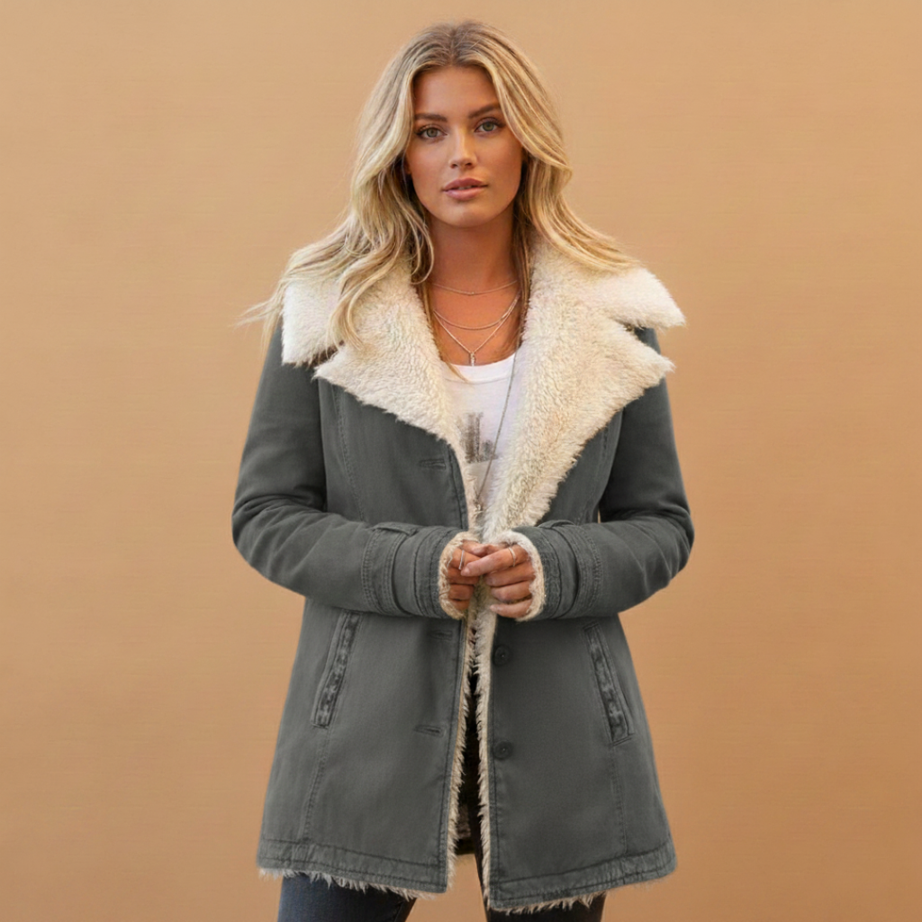 High Collar Women's Winter Jacket with Zip Front Closure and Pockets 7