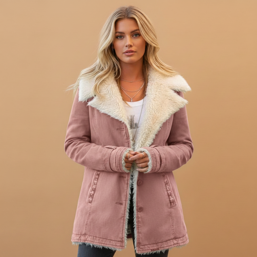 High Collar Women's Winter Jacket with Zip Front Closure and Pockets 8